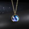 Yousheng Pendant Necklace Personality Double Sides Glow in The Dark Vintage Colorful Galaxy Glass Ball Necklace Jewelry Accessory