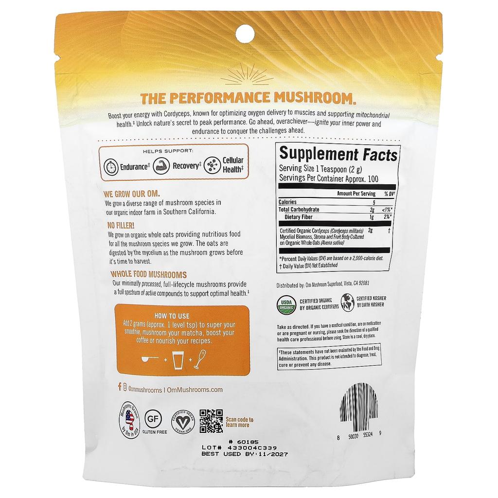 Mushroom Powder, Cordyceps Militaris, 200G(7.05Oz)
