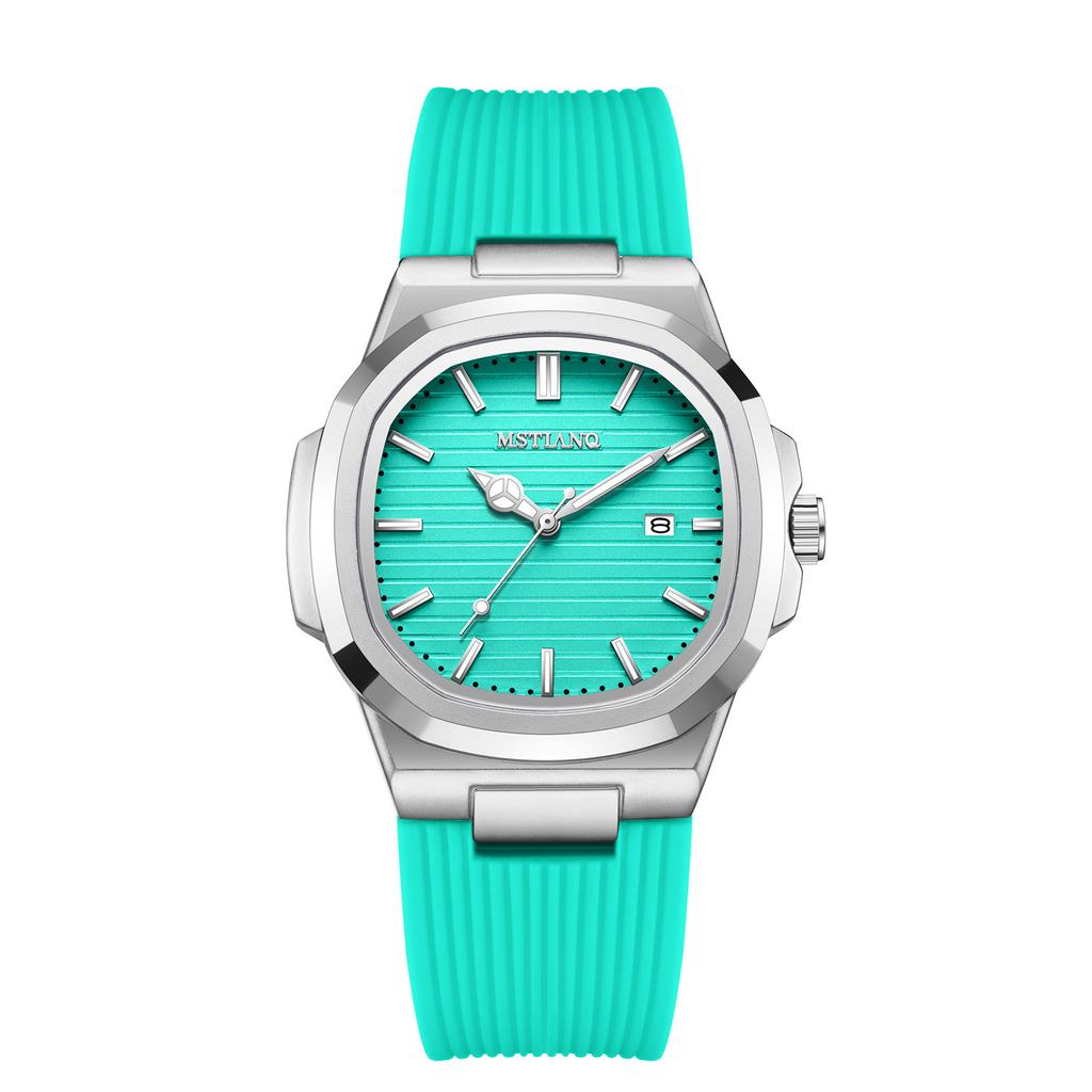 Silicone Strap Square Men'S Calendar Watch Luminous Quartz Watch Watch