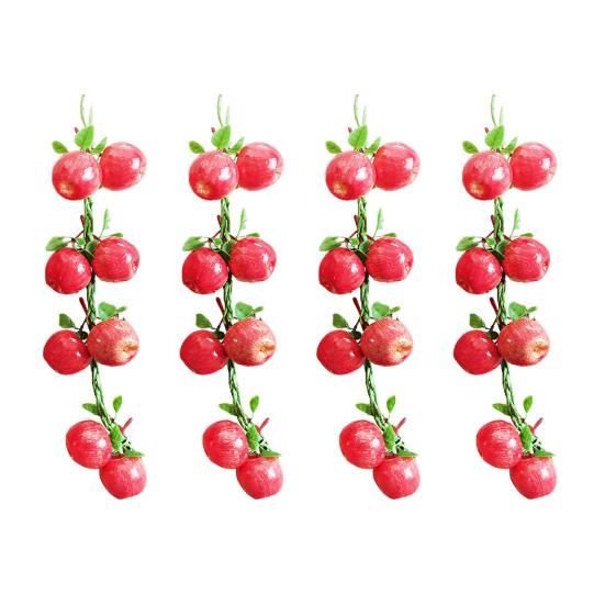 4Pcs Artificial Fruit Vegetable Garland Wall Hanging Fake Banana Strawberry Pumpkin Tomato Cucumber Chili String Farmhouse Kitchen Decoration