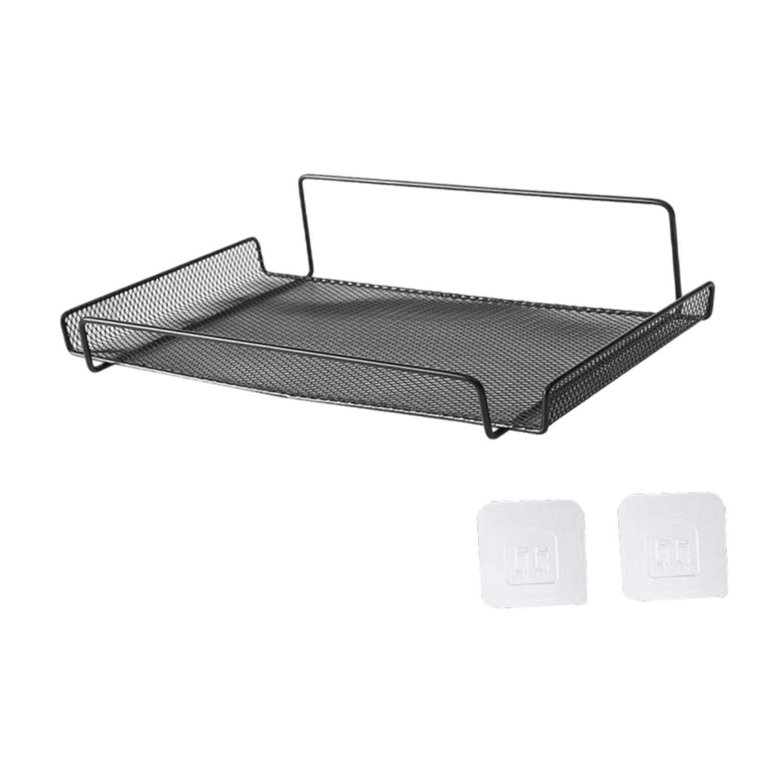 

Router Shelf Wall Mount Shelf with Hooks Hollow Design Floating Shelf Wall Rack for Bedroom DVD Player Living Room чорний
