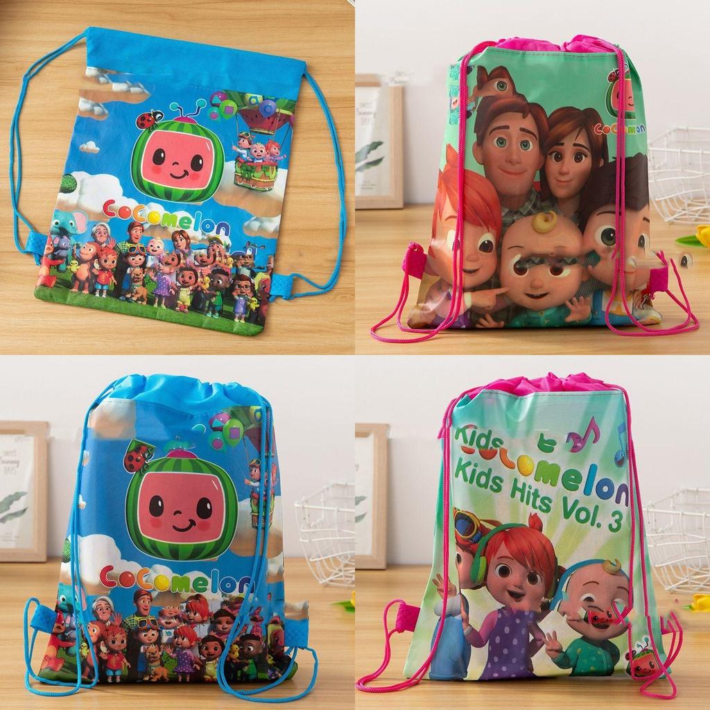 Cocomelon Drawstring Bag Backpack For Kids Featuring Stain-resistant Non-woven Fabric
