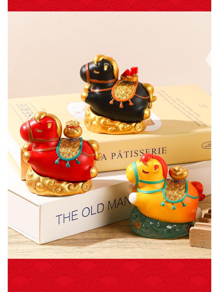 Xianci Year of the Horse Wealth Figurine - Luoyang Cultural Souvenir for Office or Desktop