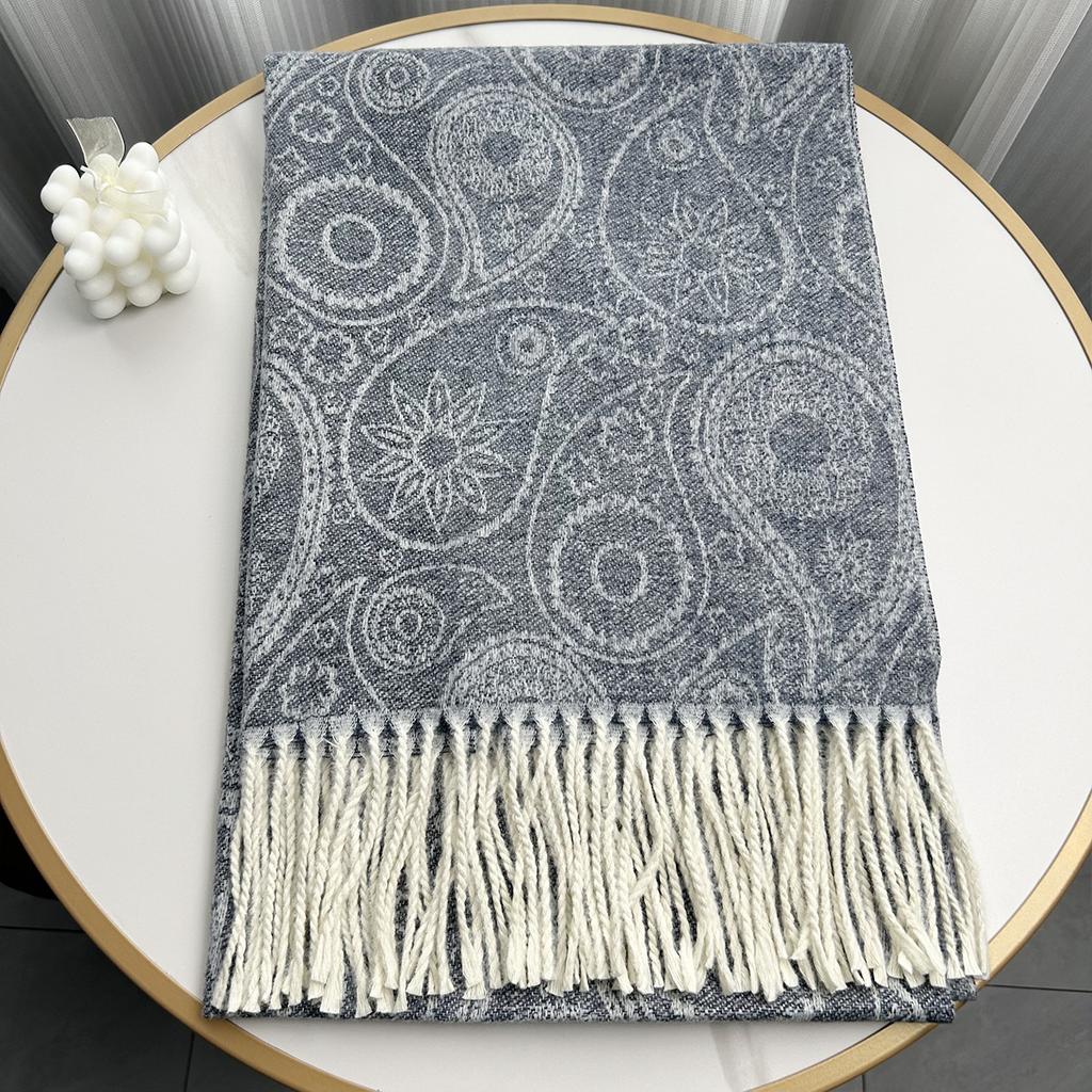 New Autumn and Winter Scarf with Cashew Flower Warm Large Shawl Imitation Cashmere Long Tassel Scarf