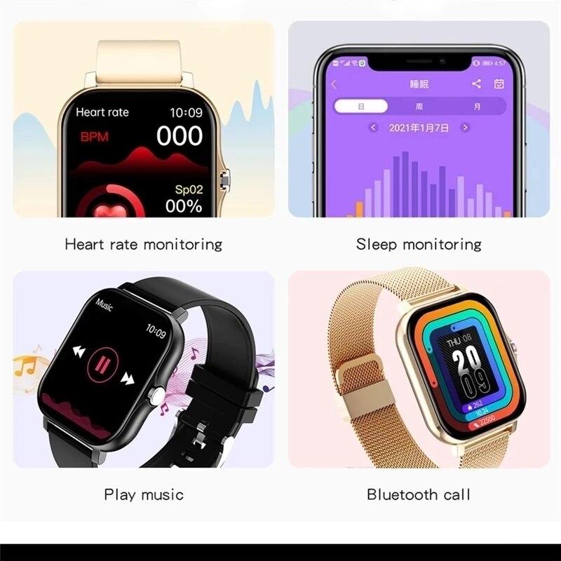 Nuovo Braccialetto Smart Watch Pedometro Monitoraggio Frequenza Cardiaca Chiamata Bluetooth Schermo Touch 1,69 pollici Smart Watch Per Uomo Donna Orologio