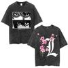Vintage Washed Anime Death Note Manga Logo Graphic T-shirt Men Women Printed Tee Summer Casual Fashion Clothing Tops High Quality Streetwear