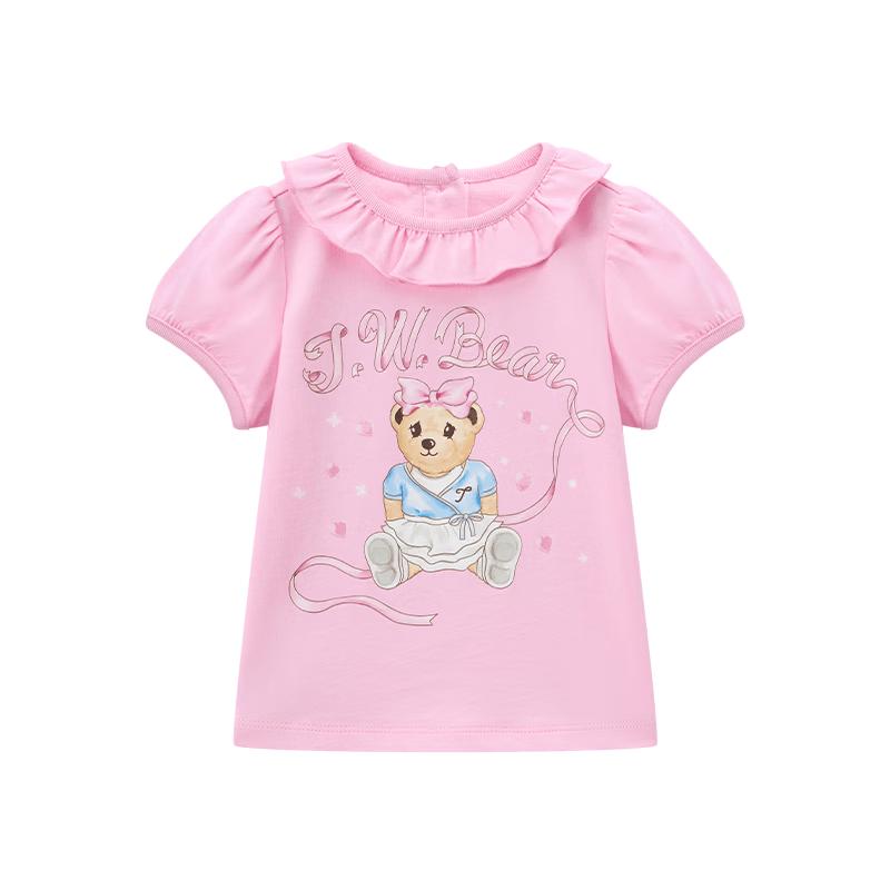 Teenie Weenie Kids Baby Girl Sweet Lace Collar Short Sleeve T-Shirt