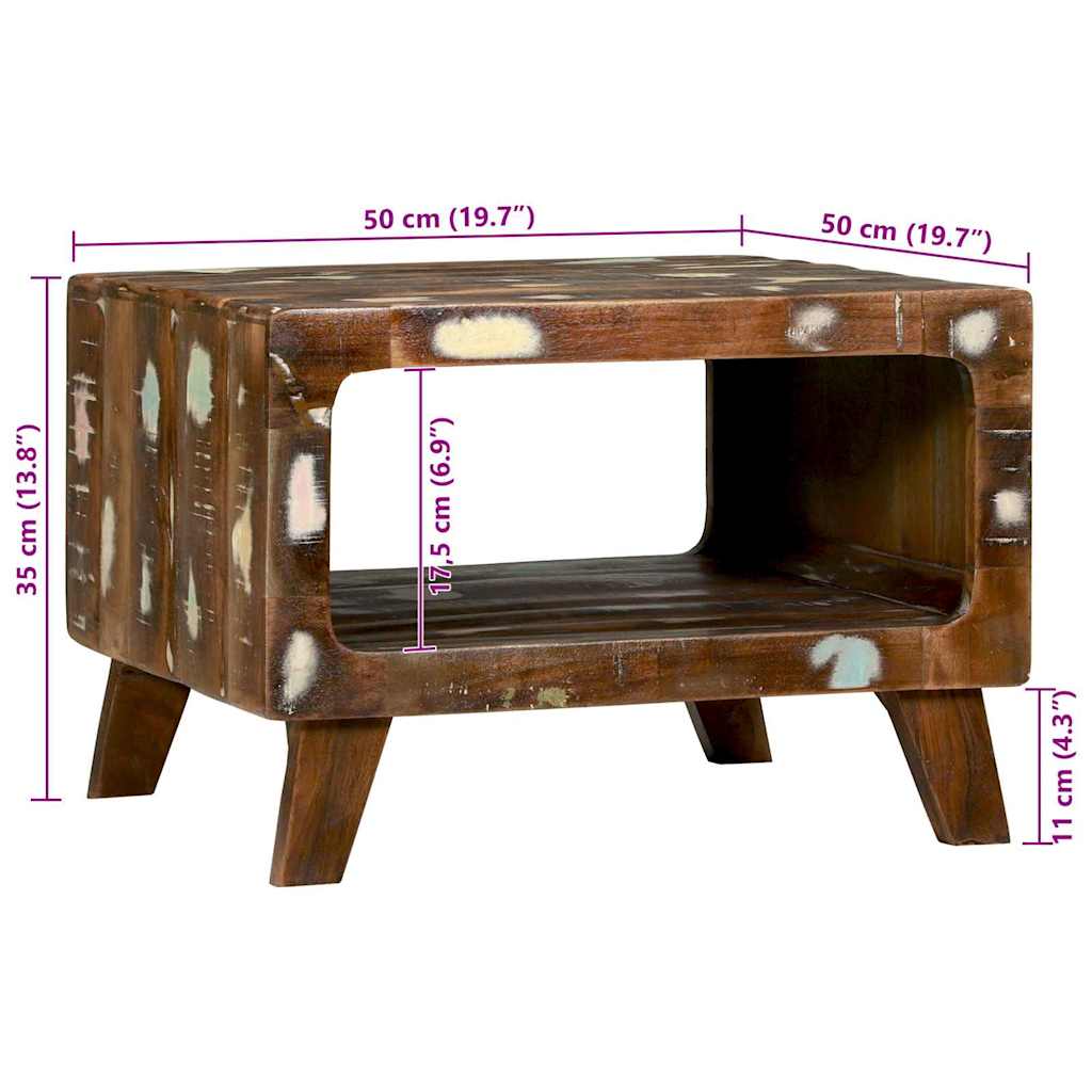 Coffee Table 50 X 50 X 35 Cm Solid Upcycled Wood