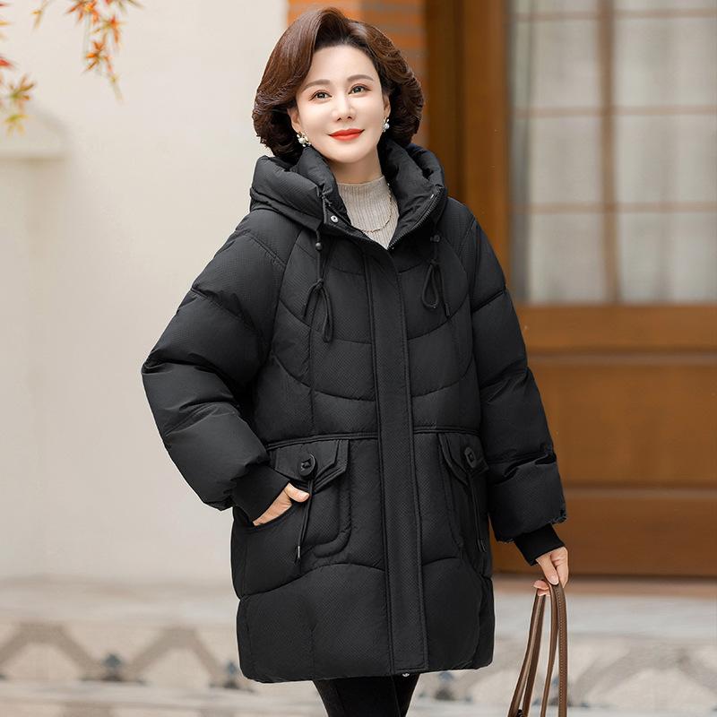 2025 new women's winter Korean cotton jacket, women's thickened mid-length cotton jacket, loose padded jacket