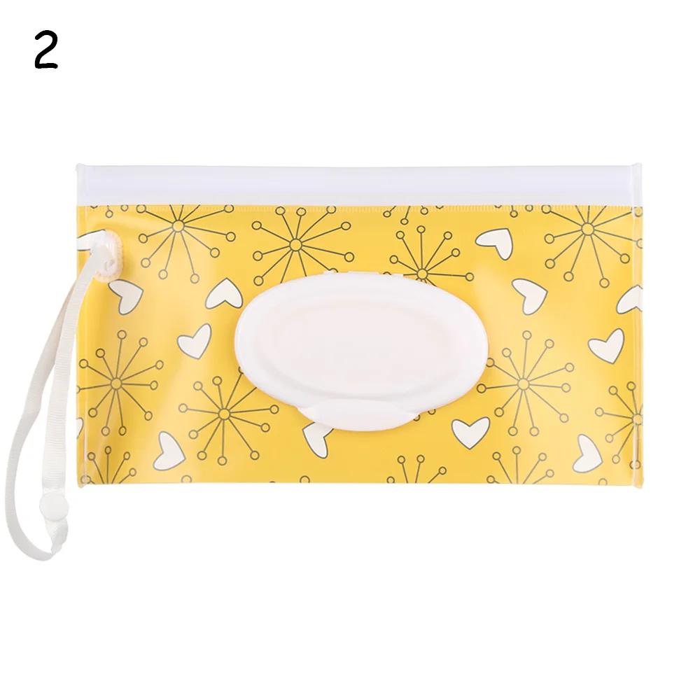 1PC Wet Wipes Bag Portable Flip Cover Snap-Strap Cosmetic Pouch Cute Baby Tissue Box Outdoor Cute Stroller Carrying Case Acces