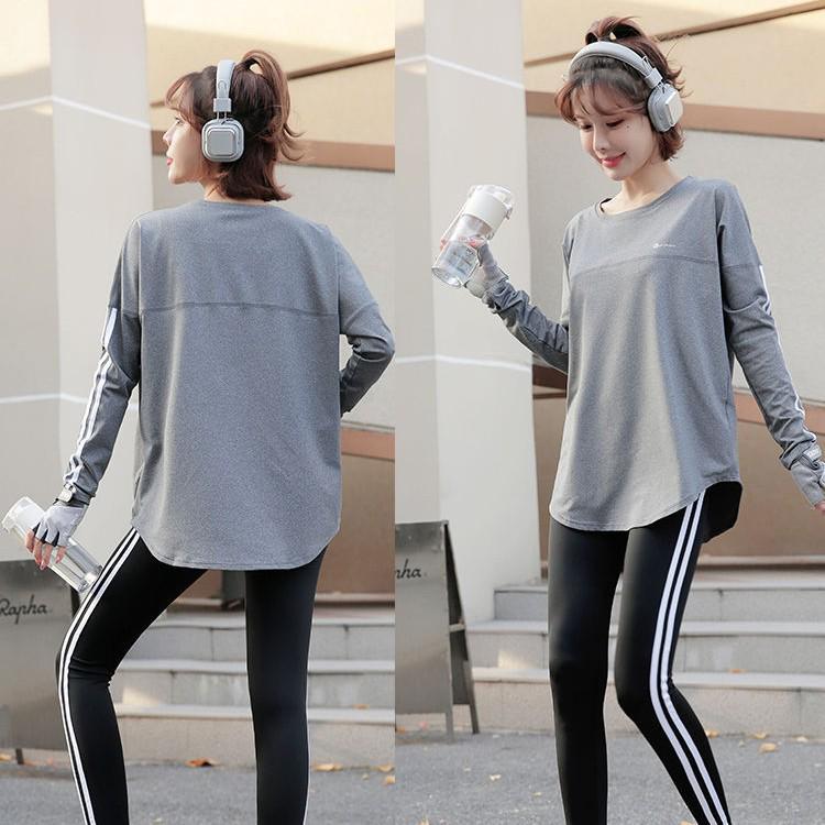 Women's Plus Size Quick-Dry Sportswear: Long Sleeve Top & Loose Pants for Spring/Autumn Running & Yoga