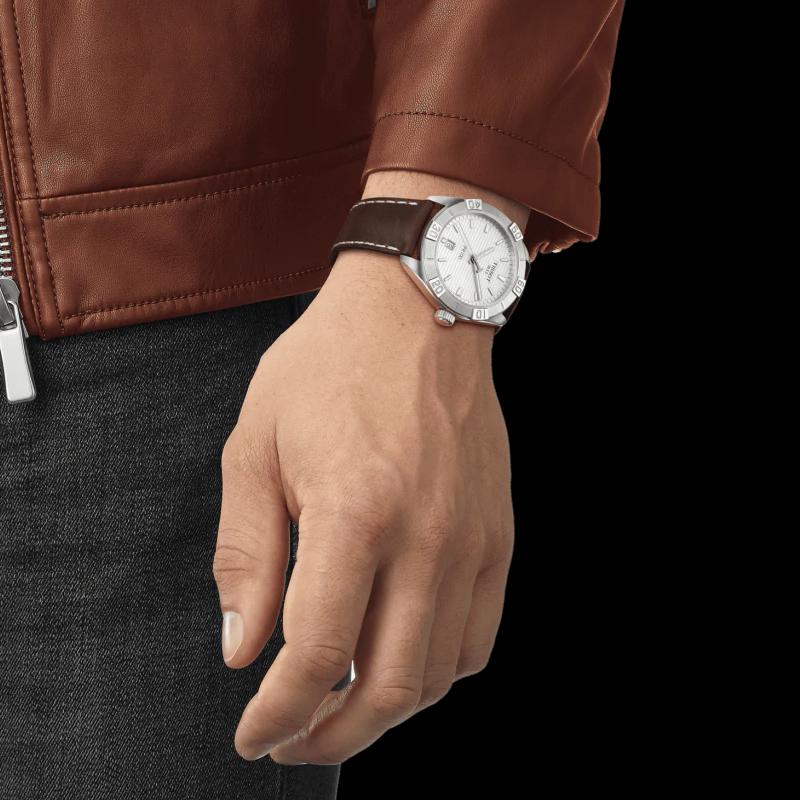 TISSOT PR100 Collection Quartz Movement Men's Watches Watch 42mm White Dial Stainless Steel Case Leather Strap T101.610.16.031.00