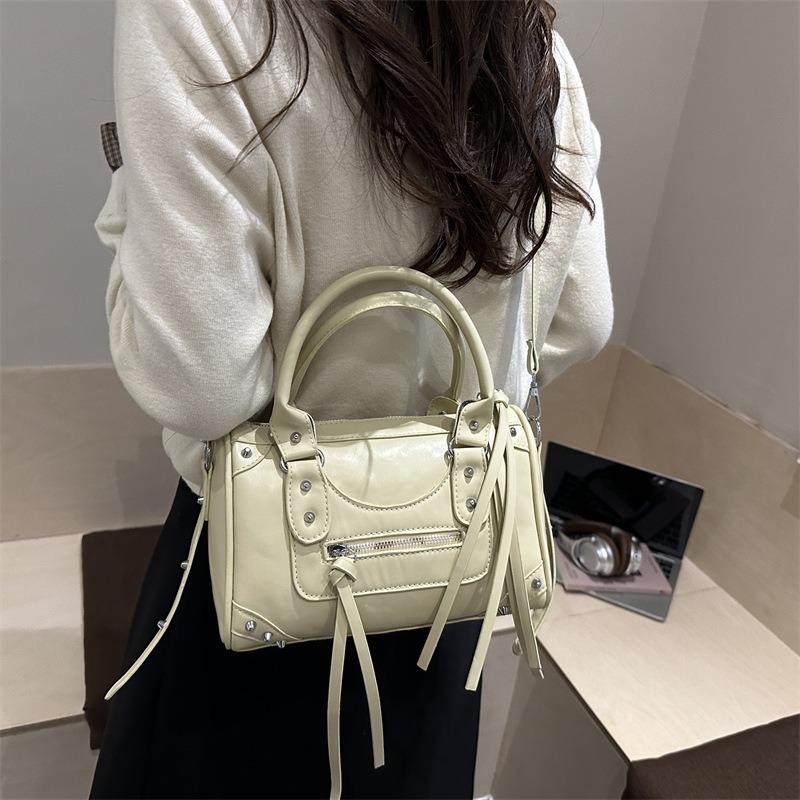 Fashion Rivet Large Capacity Pillow Bag Racing Bowling Motorcycle Tote Bag One Shoulder Crossbody Women's Bag