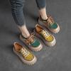Thick Sole Mixed Colors Genuine Leather Retro Sandals Roman Style Lace-up Women's Flat Platform Shoes