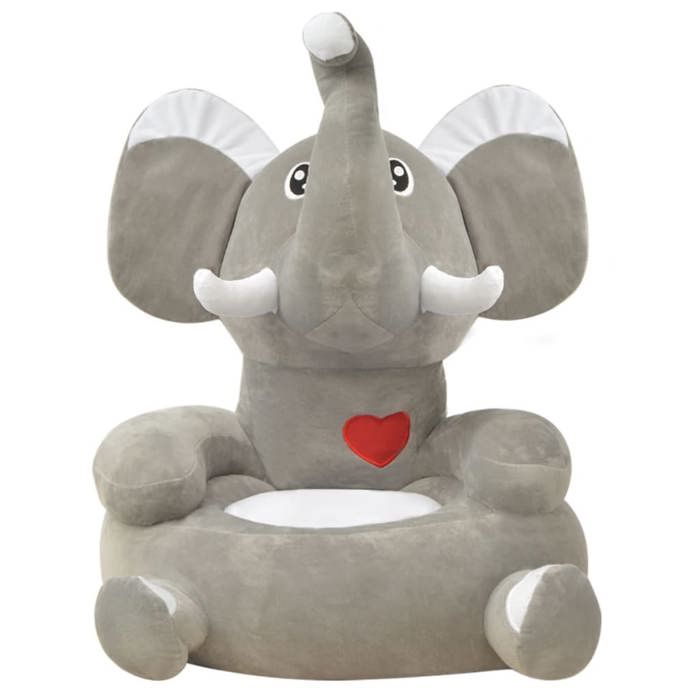 VidaXL Chaise en peluche pour enfants Éléphant gris 80159