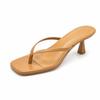 FOREADA Ciabatte Infradito da Donna Punta Quadrata Tacco Sottile Alto Pantofole Sandali Design Sexy Scarpe Moda Donna Estate Cammello 43