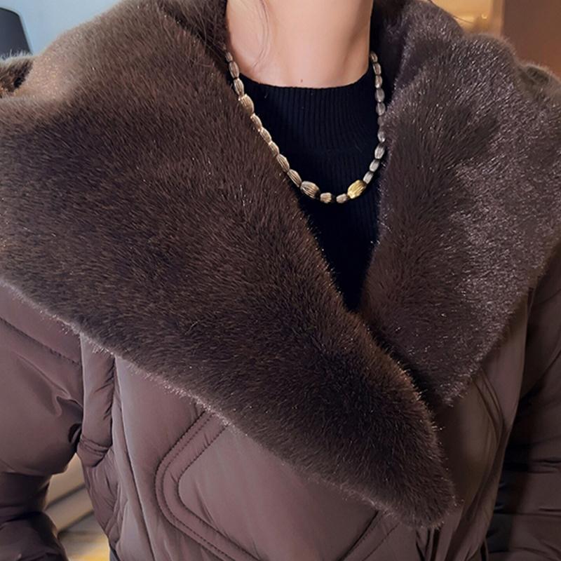 Mărimi Mari L-7XL Palton de Iarnă la Modă pentru Femei Parka Lungă cu Glugă din Blană Faux Jachete Groase Largi pentru Femei cu Centură