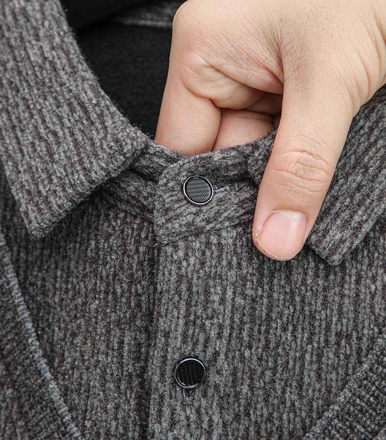 Men's Thick Fleece-Lined Knitwear: Two-Piece Look, Autumn/Winter Style for Middle-Aged & Young Casual Wear.