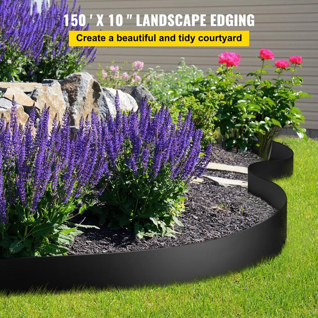 Landscape Edging, 10 Inch Depth 150 Ft Total Length, Recycled HDPE Coiled Terrace Board, Flexible Bender Border for Landscaping, Lawn, Garden, Yard,