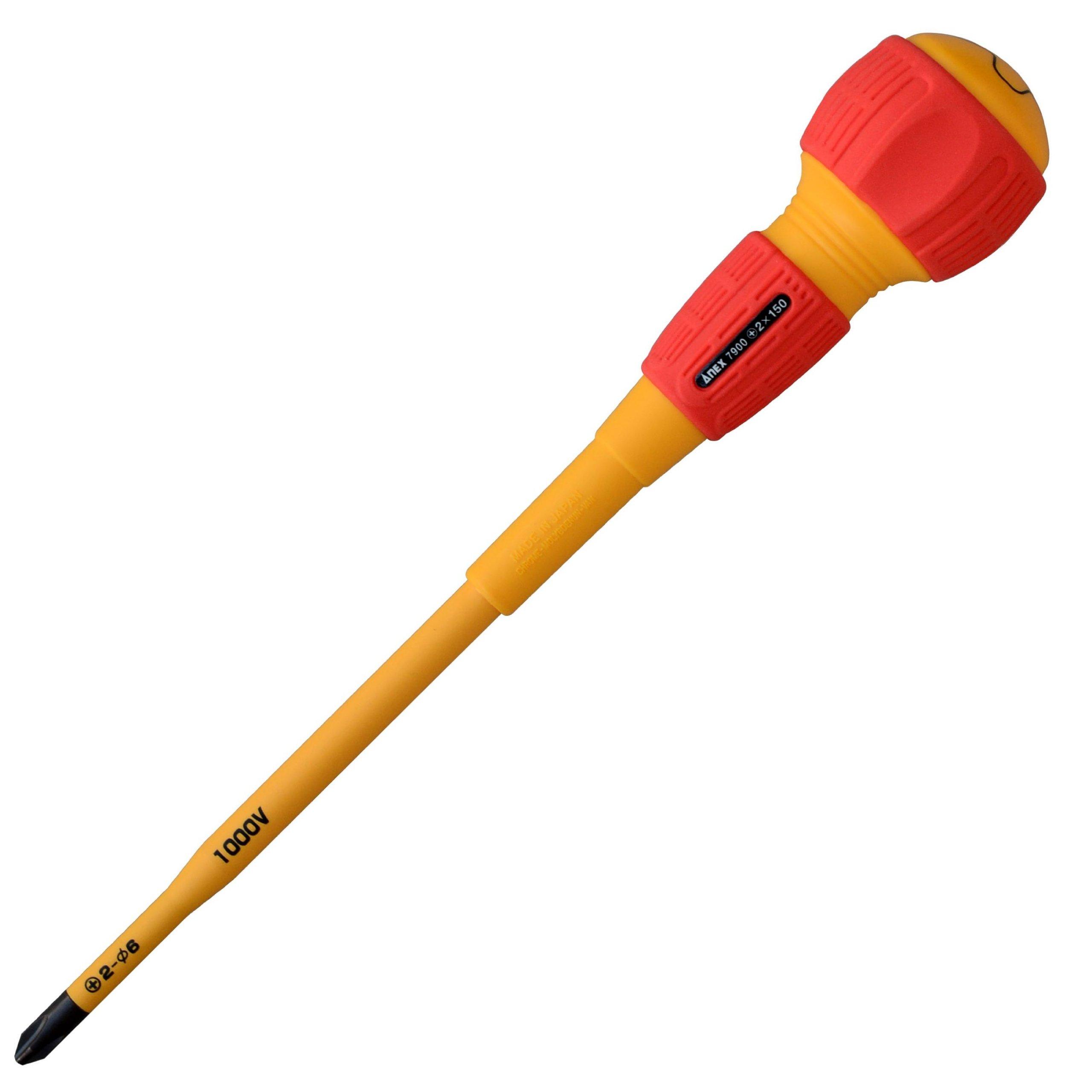 

ANEX Slim Insulated Screwdriver Compatible with 1000V 6 Pieces +2×150 No.7900 [Bulk Purchase]