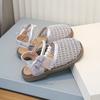 Girls Sandals 2025 New Summer Children's Shoes Fashion Bag Head Woven Princess Shoes Girls Soft-soled Beach Shoes