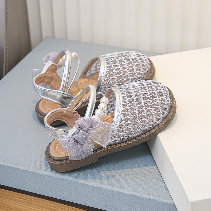 Girls Sandals 2025 New Summer Children's Shoes Fashion Bag Head Woven Princess Shoes Girls Soft-soled Beach Shoes