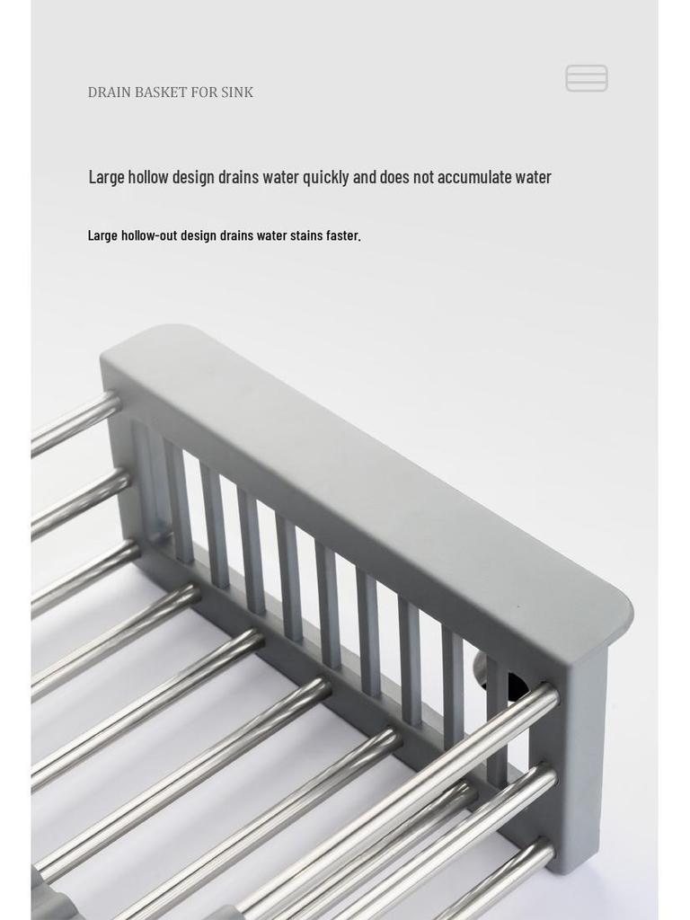 Retractable Stainless Steel Sink Drain Rack & Basket for Vegetables and Fruit