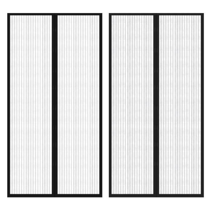 VidaXL Rideau de porte contre insectes 210x100cm 2 pcs Magnétique Noir