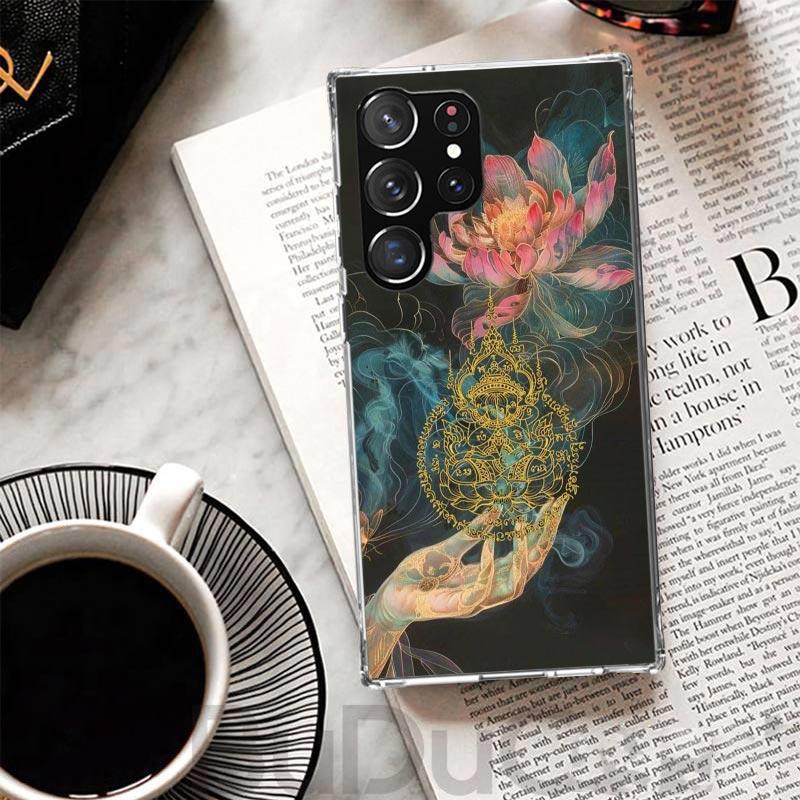 Buddhist Fire Lotus Cover For Samsung Galaxy S23 S22 S24 S25 Ultra S21 Plus S20 FE Phone Case S25Edge S10 + Print Coque Galaxy A