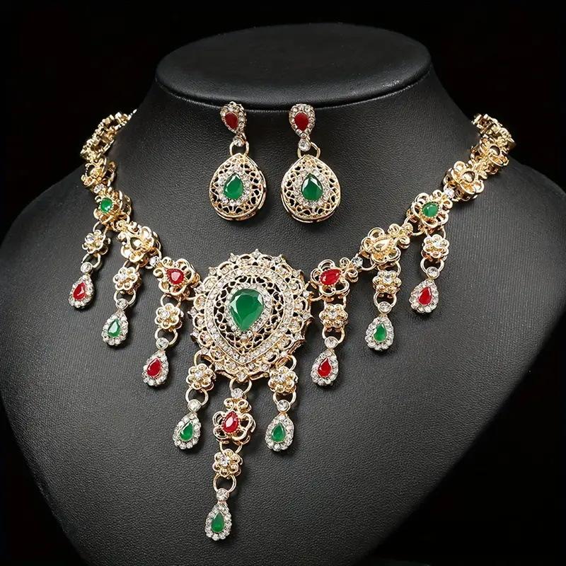 European and American Bride Four-piece Set Alloy Necklace Ring Women's Gift Jewelry Set
