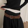 Jeans Girdle Women Wide Belt Metal Buckle Western Cowboy Belt Fashion Leather Waistband  Girl