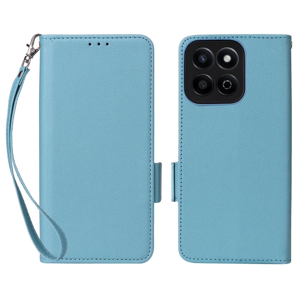 For Honor X7c 5G/X7c 4G/200 Smart 5G/Play 60 Plus 5G/Play 9T Case with Wrist Strap Litchi Texture PU Leather Wallet Phone Cover