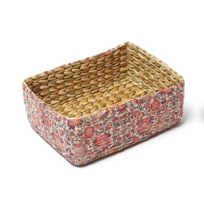 Storage Baskets|Cane Or Bamboo Basket|Wicker Basket As Gift Hamper Basket/Rattan Wardrobe Basket (Red Flowers)
