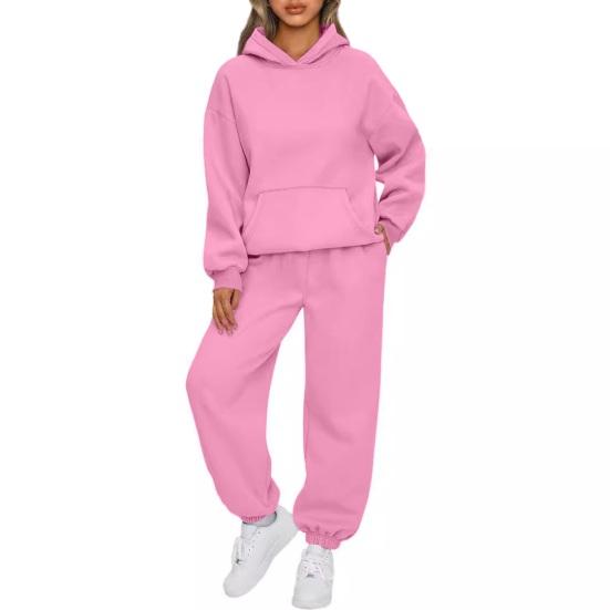 Fall Casual Tracksuit 2 Piece Set Women Long Sleeve Pullover Hoodies And Sweatpants Lounge Wear with Pocket