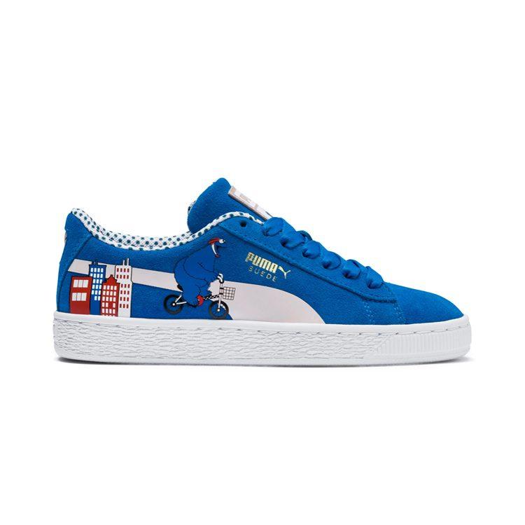 PUMA Suede Street 50 Casual Lightweight Balance Low top Skateboard Shoes Blue White Children Aged 3 7 Years Old 368924-01