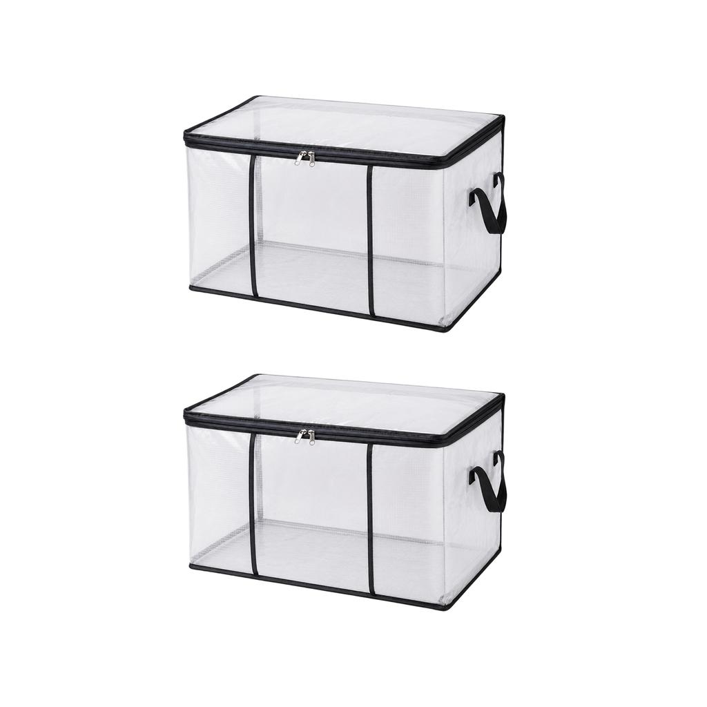 Large Capacity Transparent PVC Storage Bag with Zipper Closure and Reinforced Handles for Clothes Bedding and Moving Organization