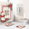Christmas Toilet Seat Shower Curtain Four-Piece Printed Floor Mat Set Bathroom Floor Mat Bedroom Absorbent Door Mat Carpet