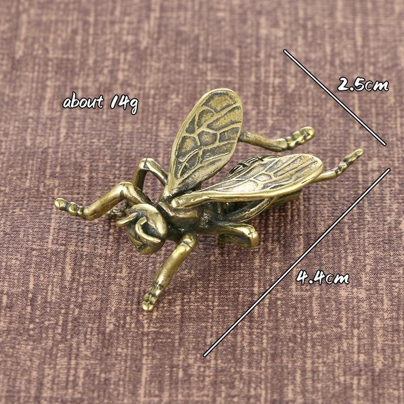 New Solid Brass Insect Bee Figurines Miniatures Tea Pet Crafts Collection Desktop Small Ornaments Home Decoration Accessories