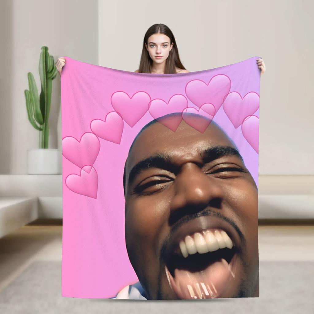 Kanye West Stretched Meme Warm Soft Blanket  Travel Plush Throw Blanket Novelty Bedroom Flannel Bedspread Sofa Bed Cover