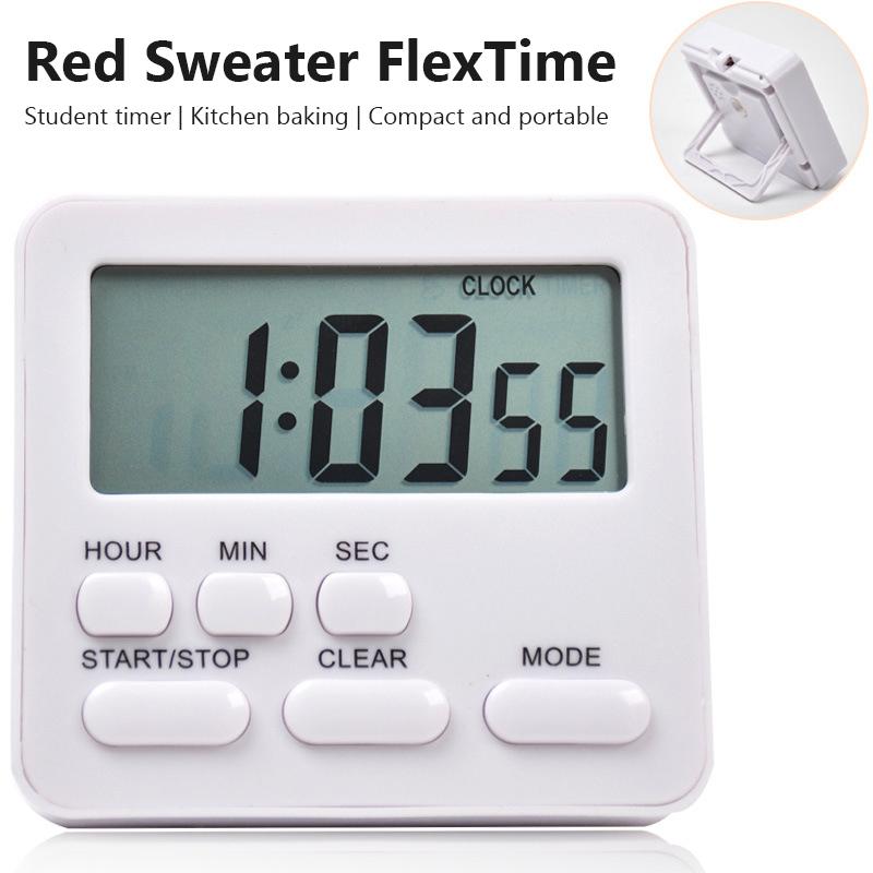 

New Silent Multifunction Timer Kitchen Bedroom Timer Reminder Clock Alarm Clock with Digital Display Stopwatch Clock Household белый