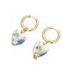 Blue and White Porcelain Style Heart Ear Cuffs - Stainless Steel Ceramic Earrings
