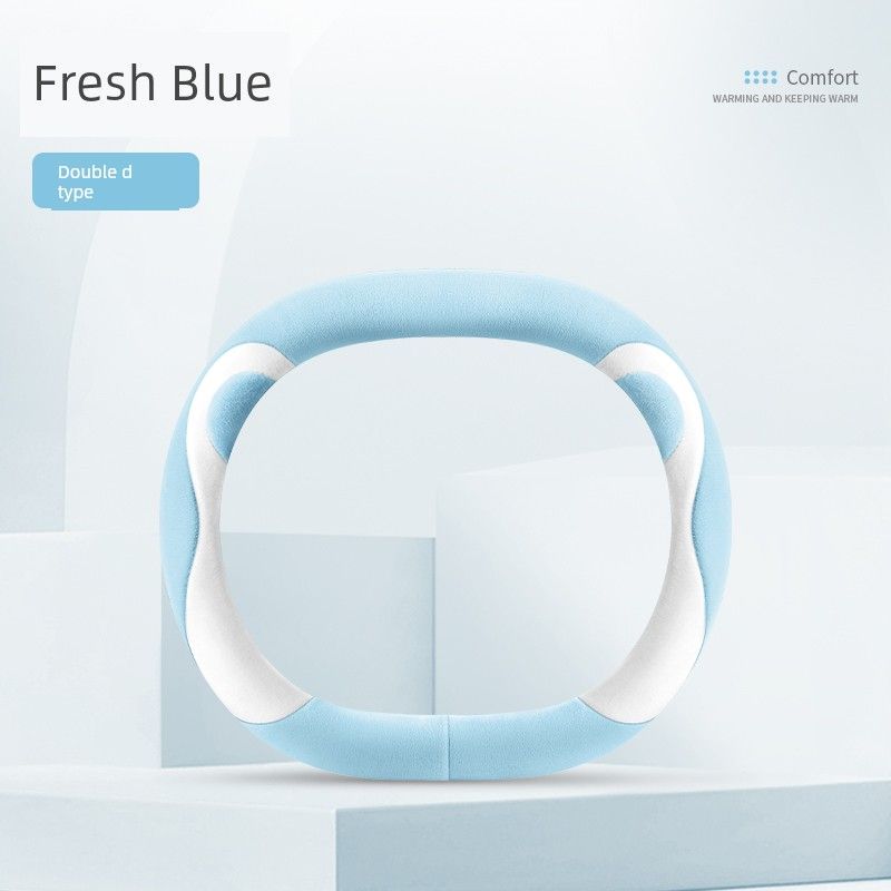 Car Steering Wheel Cover Winter Plush Warm and Cute New High-End Car Anti-Slip Sweat-Absorbent D-Shaped Handle Cover