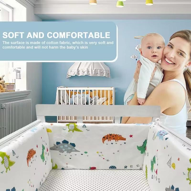 Soft Pure Cotton Removable and Washable Baby Crib Bumper, Anti-Collision, One-Piece Design