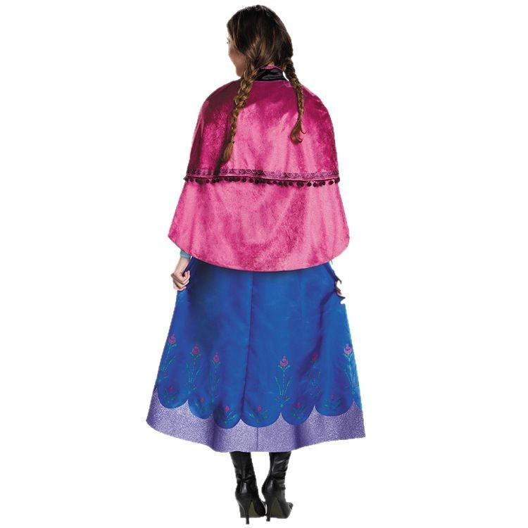 Halloween Cosplay Costume for Women, Anna Elsa Princess Dress, Adult Anime Party Gown, Role Play Performance Outfit