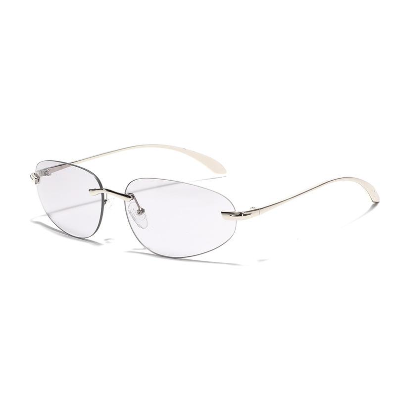 Glasses Borderless Metal Sunglasses Men'S Cat Eye Future Wind Sunglasses Women'S Sunglasses