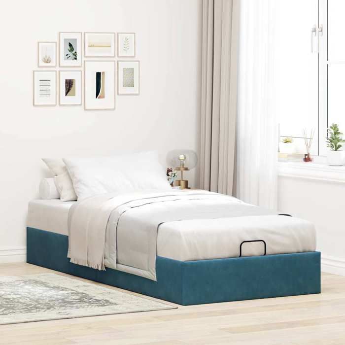 VidaXL Ottoman Bed Frame Without Mattress Dark Blue 90x190 Cm Velvet, Bed Frame, Ottoman Bed Frame, Bed Frame with 3310935