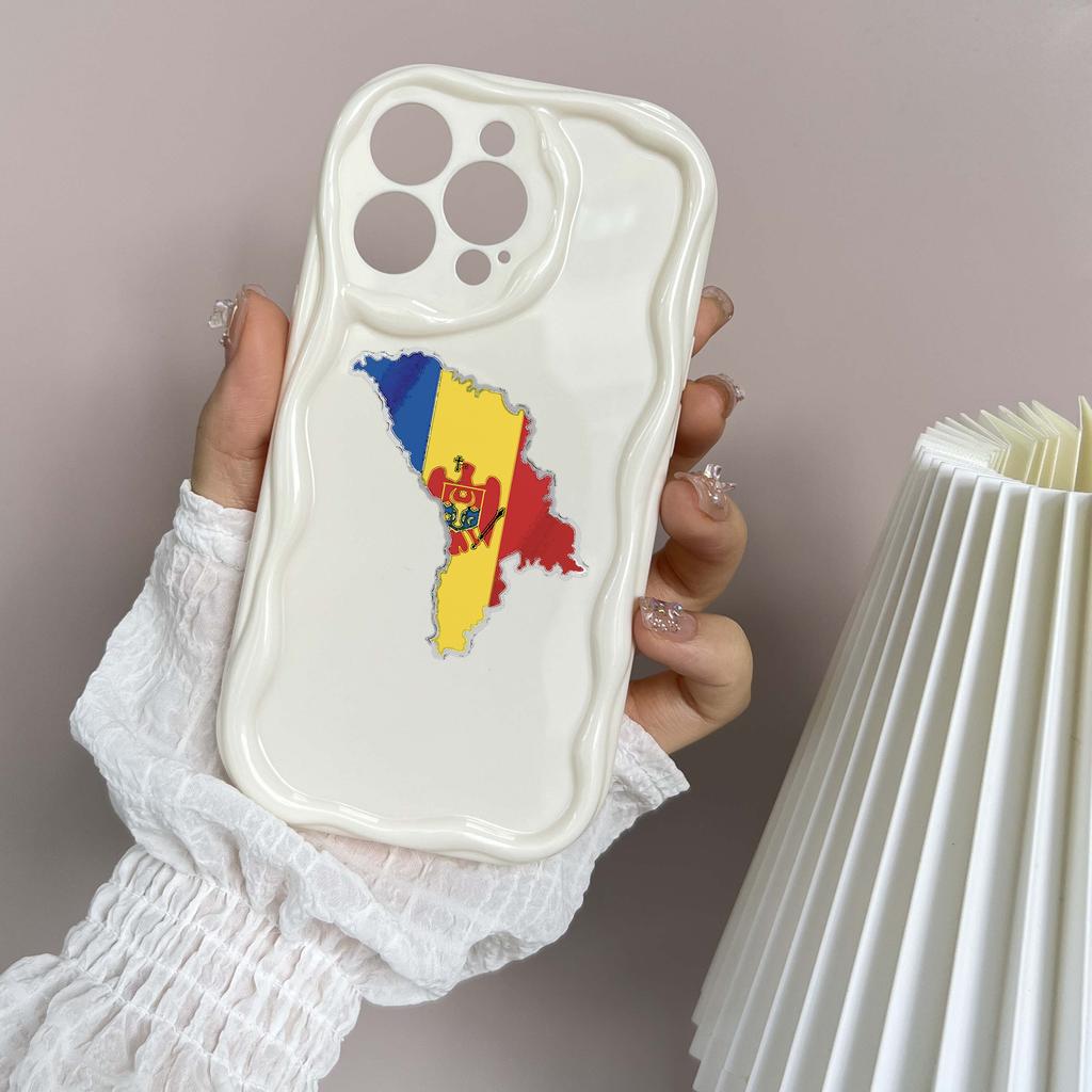 N91 Moldova Flag Art Soft Wavy Phone Cases for iPhone 14 Pro Max 13 Mini 15 Plus XR 7 8 6 XS Max 12 11 Protective Bumper Cover