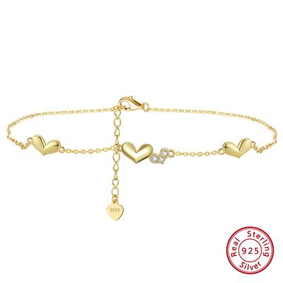 Jewellery S925 Sterling Silver Anklet Love Legs 4A Zirconia Adjustable