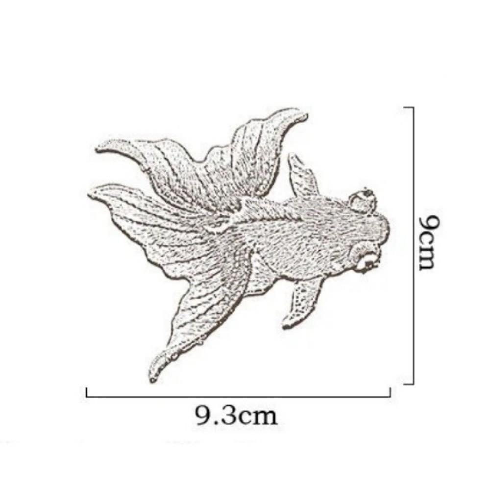 1 Pair 9.3*9cm Goldfish Patch Ink Embroidery Red Pink Clothing Patches Ethnic Style Sew on Applique Clothing Decoration
