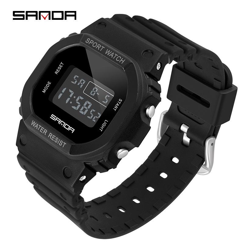 Sanda Square Multifunctional Waterproof Luminous Sports Watch for Men & Women - Fashionable Student Wristwatch